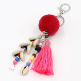 Shell Tassel Pompom Beaded Keychain Bohemian Car Pendant