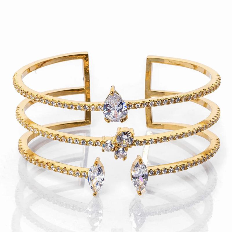 3 Layer Zircon Bracelet Bangles Rhinestone Bridal Wedding Accessories