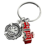 Fire Truck Firefighter Keychain Pendant Chain Party Favor