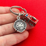Fire Truck Firefighter Keychain Pendant Chain Party Favor