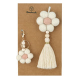 Boho Macrame Rainbow Flower Keychain Bag Charm Car Hanging Ornament