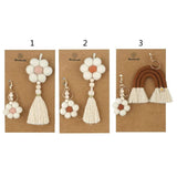 Boho Macrame Rainbow Flower Keychain Bag Charm Car Hanging Ornament