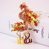 Flamingo Bird Key Chain Rings Holder Crystal Rhinestone Bag Pendant K277