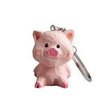 Animal Wood Carving Keyring Ornaments Cat Fox Tiger Pendant Key Ring