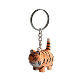 Animal Wood Carving Keyring Ornaments Cat Fox Tiger Pendant Key Ring