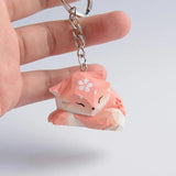 Animal Wood Carving Keyring Ornaments Cat Fox Tiger Pendant Key Ring