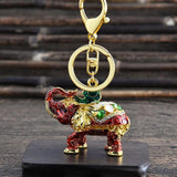 Elephant God Rhinestone Keychain Crystal Pendant Keyring