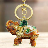 Elephant God Rhinestone Keychain Crystal Pendant Keyring