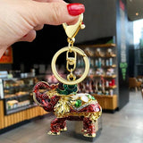 Elephant God Rhinestone Keychain Crystal Pendant Keyring