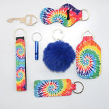 7pcs Self Defense Keychain Set with Fluffy Pom Keychains