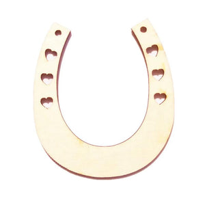 12PCS Horseshoe Shape Wood Discs Slices With Love Hole Unfinished Wood