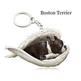 Dog Sleeping Angel Pendant Keychain Pet Jewelry Gift Accessories