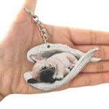 Dog Sleeping Angel Pendant Keychain Pet Jewelry Gift Accessories