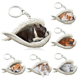 Dog Sleeping Angel Pendant Keychain Pet Jewelry Gift Accessories