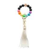 Colorful Silicone Beaded Bracelet Wrist Bangle Keychain For Women Girls