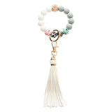 Colorful Silicone Beaded Bracelet Wrist Bangle Keychain For Women Girls