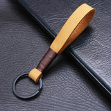 Retro Leather Cowhide Rope Keychain for Men Women Soft Key Holder