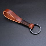 Retro Leather Cowhide Rope Keychain for Men Women Soft Key Holder