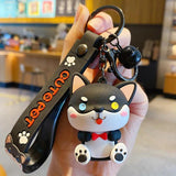 Cartoon Husky Dog Cat Keychains for Couples Stainless Steel Bag Pendants