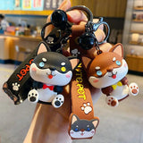 Cartoon Husky Dog Cat Keychains for Couples Stainless Steel Bag Pendants