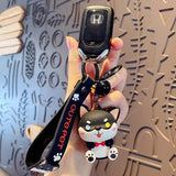 Cartoon Husky Dog Cat Keychains for Couples Stainless Steel Bag Pendants