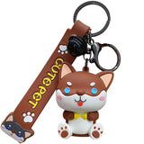 Cartoon Husky Dog Cat Keychains for Couples Stainless Steel Bag Pendants