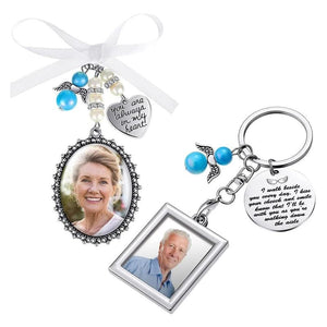 2 Pcs Lace Oval Bridal Pendant Brooch Keychain Memorial