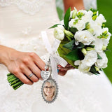 2 Pcs Lace Oval Bridal Pendant Brooch Keychain Memorial