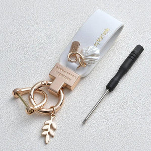 French Car Keychain Leather Pendant Alloy Buckle Shell Female Gift