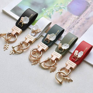 French Car Keychain Leather Pendant Alloy Buckle Shell Female Gift