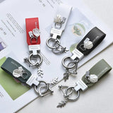 French Car Keychain Leather Pendant Alloy Buckle Shell Female Gift