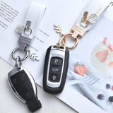 French Car Keychain Leather Pendant Alloy Buckle Shell Female Gift