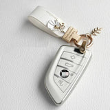French Car Keychain Leather Pendant Alloy Buckle Shell Female Gift