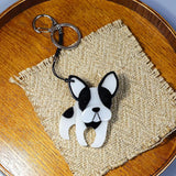 French Bulldog Acrylic Keychain Stainless Steel Key Ring for Women