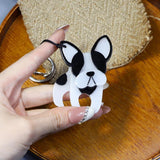 French Bulldog Acrylic Keychain Stainless Steel Key Ring for Women