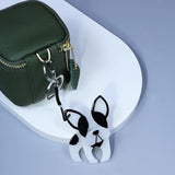 French Bulldog Acrylic Keychain Stainless Steel Key Ring for Women