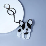 French Bulldog Acrylic Keychain Stainless Steel Key Ring for Women
