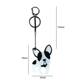 French Bulldog Acrylic Keychain Stainless Steel Key Ring for Women