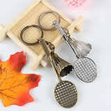 10pcs Badminton Shaped Alloy Key Chain Pendant Antique Fashionable Souvenir