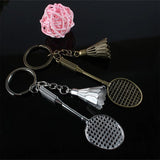 10pcs Badminton Shaped Alloy Key Chain Pendant Antique Fashionable Souvenir