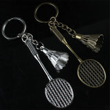 10pcs Badminton Shaped Alloy Key Chain Pendant Antique Fashionable Souvenir