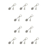 10pcs Badminton Shaped Alloy Key Chain Pendant Antique Fashionable Souvenir