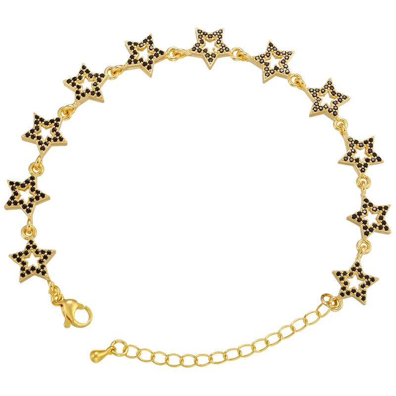 Adjustable CZ Crystal Star/Heart Bracelet for Women