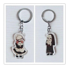 Rare Undertale Fell Sans Maid Nun Acrylic Keychain Keyring