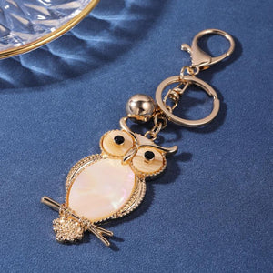 Owl Keychain Acrylic Inlaid Alloy Bird Key Chain Women Men Handbag Accessories