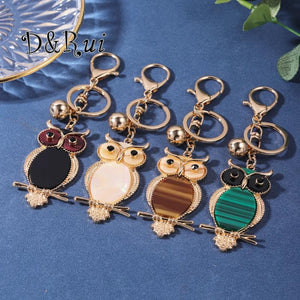Owl Keychain Acrylic Inlaid Alloy Bird Key Chain Women Men Handbag Accessories