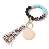 Silicone Wood Bead Bracelet Primary Wood Disk Bracelet Keychain
