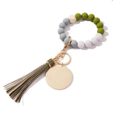 Silicone Wood Bead Bracelet Primary Wood Disk Bracelet Keychain