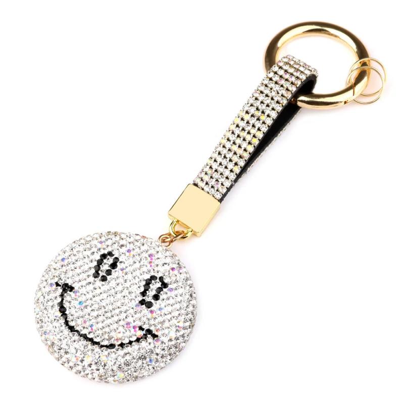 Colorful Rhinestone Smile Keyring Chain Bling Shining Keychain