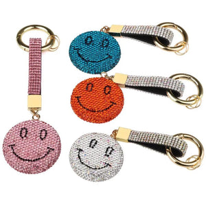 Colorful Rhinestone Smile Keyring Chain Bling Shining Keychain